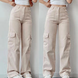 Fongt New Jump Casual Trousers Mid-Rise Three-Dimensional Pocket Trousers Waist-Up Trousers