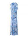 Fongt Style Dress Women 2025 Spring And Autumn New Temperament Elegant Folding Print Sleeveless Dress