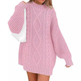 Fongt Hot Style Women's Knit Sweater Autumn And Winter Twisted Flower Long Sleeve Loose