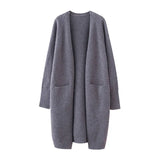 Autumn And Winter New Women's Sweater Long Coat Temperament Pure Color Outside The Shawl Sweater-Outfit