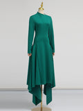 Fongt Summer New Long-Sleeved Dress High-End Irregular Lotus Side To Rectender A-Shaped