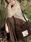 Crochet Hollow Long Sleeve Knit Top-Outfit