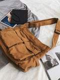 Large Canvas Satchel Bag-Outfit