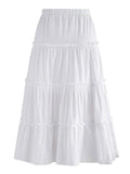 Solid Color Tiered Midi Skirt-Outfit