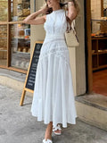 Fongt Design Long Dress 2025 Autumn And Winter New Sleeveless Collar Lace Hollow Waist Thin Dress Dress Women's