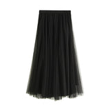 Fongt Long Yarn Skirt Half Dress Girl Autumn And Winter High Waist Long Net Yarn Skirt 100 Folding Skirt A Skirt Fairy Dress 8859
