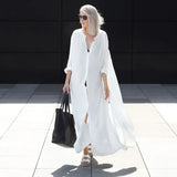 Fongt Person Cotton Blouse Shirt Beach Skirt Cardigan Dress Female Outside Long Cardigan Beach Sun Protection