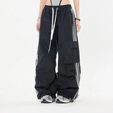Vintage Side Striped Baggy Cargo Sweatpants-Outfit