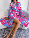 Wind Real Spring And Summer Flower Collar Collar With Shirt Skirt Dress Women's