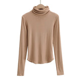 Women 2020 Fashion Solid Crop Turtleneck Knitted Sweater jumper big strethy Slim Pullovers Chic Tops