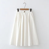 Women One Button Skirt Faldas Mujer Vintage Strethy Waist Office Ladies Elegant Chic Long Skirts