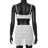 Ruched Bralette And Mini Skirt Set-Outfit