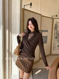 Fongt Xixi 2025 Autumn White Standard Temperament Wool High-Collar Lace Bottom-Up Lady With Top Dress Woman 25389