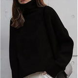 Fongt High-Necked Sweater Thick Sweater Loose Thigh Languid Knitted Large-Size Bottom