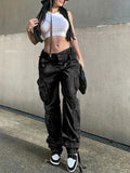 Vintage Multi Pocket Patched Cargo Jeans-Outfit