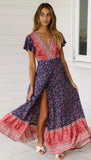 Fongt Summer Leisure Hot Holiday Printing Dress Sexy Long Dress Women's Dress
