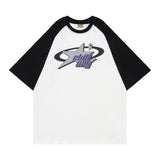 Star Graphic Raglan Short Sleeve Oversized Tee-Outfit
