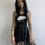 Fongt Design Summer New Mouse Print Vest 2024 Sexy Crop Small Vest Woman-Outfit