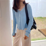 Fongt Sweater With Cardigan Shawl Loose Coat Female Autumn Korean Version Thin Sunscreen Shirt V-Neck Long Sleeve Jacket-Outfit