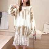 Stripes Knitting Women's Pullovers Sweater Drop Shoulder Long Sleeve Loose Sweaters 2021 Autumn Winter Lady Fashion