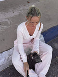 Solid Wrap Around Top And Drawstring Pants Set-Outfit