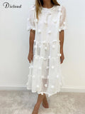 Boho White Long Dress Women Summer Elegant Wedding Party Beach Midi Robe Fairy Maternity Dress Female Clothing