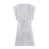 Fongt Multi-Color Round-Neck Sleeveless Dress Short Dress 2025 Spring New K41113