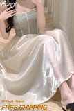 Dress Women 2023 Summer New Evening Spaghetti Strap Patchwork Ladies French Temperament Robes Female Clothes