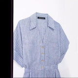 New Blended Striped Waist Short Jumpsuit 3195849-Outfit