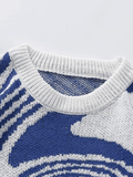 Men's Crew Neck Geometric Jacquard Knit Sweater-Outfit