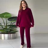 Fongt Autumn New Fashion Solid Color Loose Under The Pended Fork Knit Shirt Two Sets Of Women