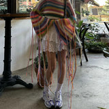 Fongt Autumn And Winter Explosion Of Women's Rainbow Tussel Holiday Style Loose
