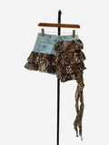 Denim Irregular Patchwork Ruffles Mini Skort-Outfit