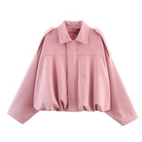 Fongt Color 2025 Spring And Autumn Leisure Tuffen Texture Collar Pilot Jacket Women B88824