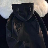 and autumn new solid color sweater devil angel wings men hooded gothic style ins tide loose solid color couple tops-Outfit
