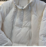 Hooded Light Cotton Jacket Women Irregular Warm Down Cotton Coat Windproof Sleeve Parker Multi Zipper Design
