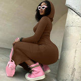 Fongt Solid Color Tight Dress Socialite Wind Long Style Step Buttock Skirt Long Sleeve Dress Woman-Outfit