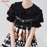 Kawaii Lolita Blouses Women Elegant Bow Ruffles Peter Pan Collar Shirts Tops Girly Casual Blusas Mujer Gothic Y2k Clothes-Outfit