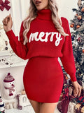 Fongt Day Atmosphere High-Collar Sweater Knitted Dress