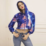 Autumn And Winter New Tie-Dye Printed Hooded Hoodie Short-Style Sweater Women's Long-Sleeved Blouse-Outfit