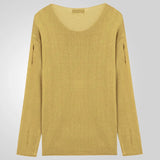 Fongt Men's Summer New Cave Knit Dress Round Collar Long Sleeve Thin Bottom Shirt