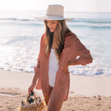 Fongt Women's Day Silk Bamboo Shirt Beach Vacation Coat Bikini Sweater Women's Swimsuit Sunscreen Cardigan