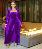 2 Piece African Jumpsuit Set Dresses For Women Velvet African Clothes Dashiki Elastic Bazin Off Shoulder Pants Famous Suit