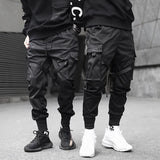 Black Samurai Trend Self-Cultivation Leisure Tactics Paratroopers Ribbon Function Wind Belt Foot Overalls Trousers Men's Tide Plate-Outfit