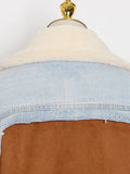 Fongt No Doubt Liang Shuang With The 2024 New Velvet Thick Denim Stitching Lamb Lapel Cotton Jacket Coat Female-Outfit