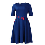 Fongt Women's Dress 2025 New Fashion Short-Sleeved Solid Color High Waist Swing African Dress
