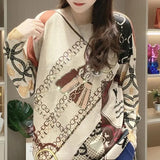 Autumn Winter Plant Printed Pullovers Female Clothing Chic Diamonds Casual Loose Commute O-Neck Fashion Long Sleeve T-shirt-Outfit