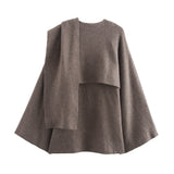 Fongt Autumn Women's Asymmetric Scarf Short Knitted Coat W063 2819