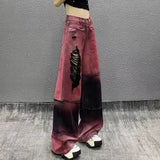 Fongt Mm Ocean Color Ripped Jeans Women's Large Size Summer New High-Rise Loose Thin Straight Leg Pants
