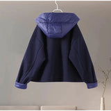 Removable Puffer Hoddie Patchwork Zipper Jacket-Outfit